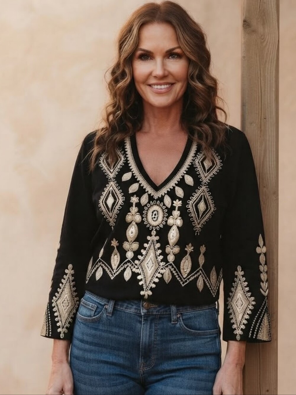 Johnny Was Embroidered Tunic Top